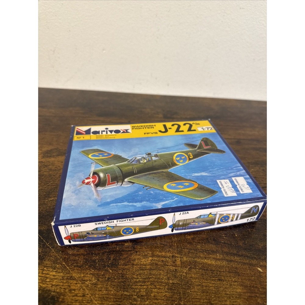 FFVS J‑22 A/B Swedish Fighter 1/72 Marivox Model Kit – Vintage NIB Complete
